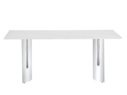 Modern Minimalist Dining Table With Marble Glass Top