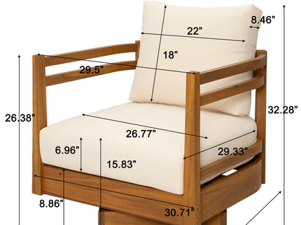 Outdoor Smooth Swivel Chair With Cushions