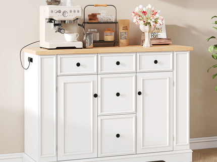 Sideboard Buffet Cabinet With 5 Drawers, 2 Cabinets, Adjustable Shelves