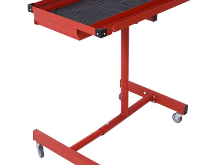 Adjustable Tear Down Work Table With Drawer For Garages, Repair Shops, And Diy, Portable, (4) 2.5" Swivel Casters, 220 Pound Capacity, Rubber Corners, Heavy Duty Steel