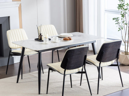 Dining Chairs (Set of 2) Mid-Century Modern Retro Chair With Walnut Bentwood Back Upholstered Seat Metal Legs Adjustable Foot For Kitchen Dining Room Chairs