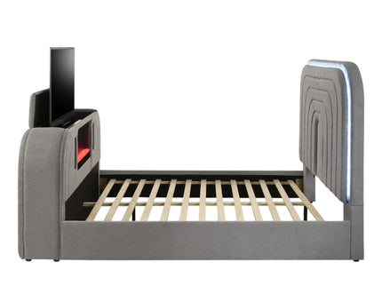 Shelyn - Bed With LED, TV Stand, Fireplace & Bluetooth