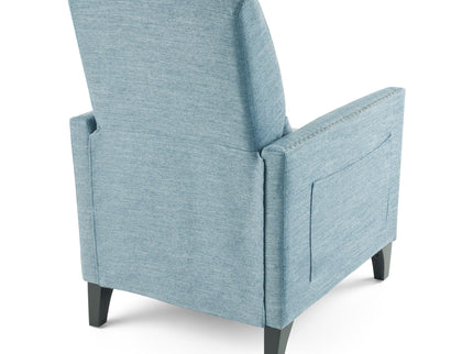 Repose Upholstered Recliner Chair With Nailhead Trim And Side Pocket - Light Blue