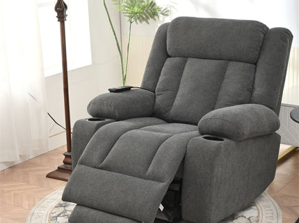 Power Lift Recliner Chair With Extended Footrest, Remote Control, Cup Holders, And Side Pockets