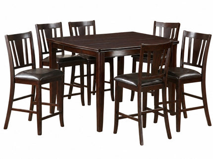 7 Piece Counter Height Dining Set With Butterfly Leaf Table And Chairs - Brown / Espresso