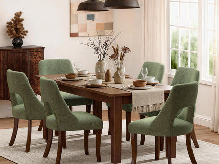 Upholstered Dining Chair With Curved Legs (Set of 2) - Green