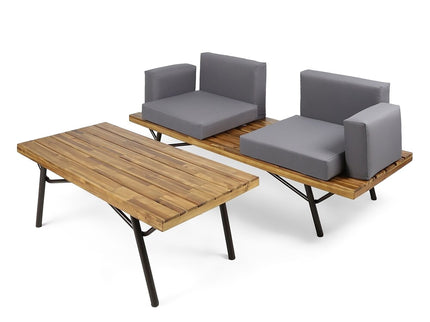2 Piece Patio Set With Loveseat And Coffee Table - Natural / Dark Gray