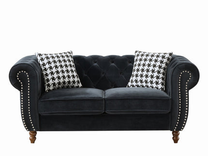Chesterfield 3 And 2 Seater Upholstery Sofa With Roll Armrest & Nailhead Fabric Couch
