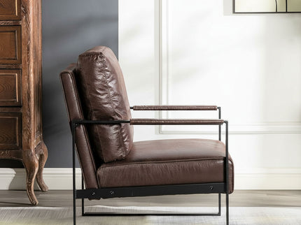 Classic Mid Century Modern Accent Chair With Durable Square Metal Frame, Armchair