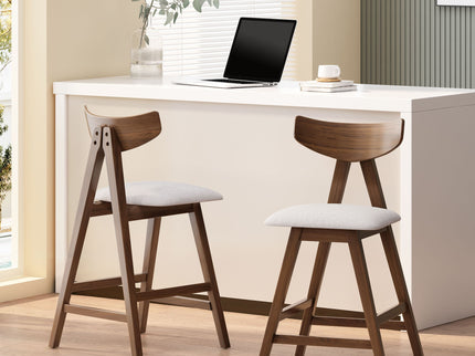 Mid Century Modern Counter Stool With V Shape Frame And Upholstered Seating