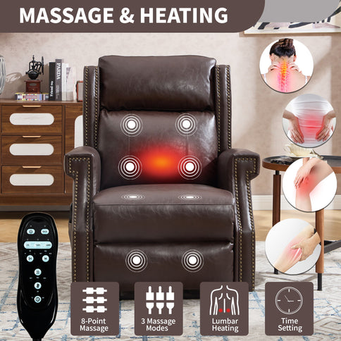 Manual Recliner Chair  With Heavy Duty Motion Mechanism, 8 Vibrating Nodes And 3 Massage Modes For Living Room