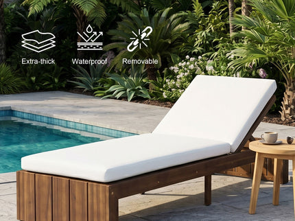 Adjustable Outdoor Chaise Lounge Patio Recliner With Removable Cushion