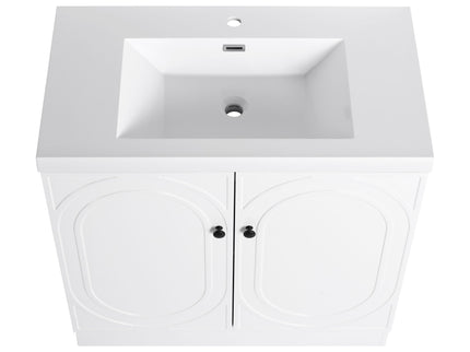 Contemporary Freestanding Bathroom Vanity With Resin Sink & Soft-Close Cabinet Doors