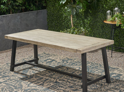 Equilibrium - Outdoor Dining Table With Wooden Frame And Slat Top