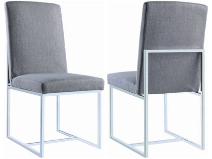 Upholstered Dining Chair Set With Base (Set of 2) - Gray