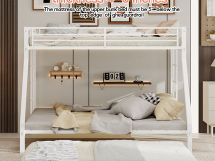 Bunk Bed For Kids, Convertible Frame With Ladders & Guardrail