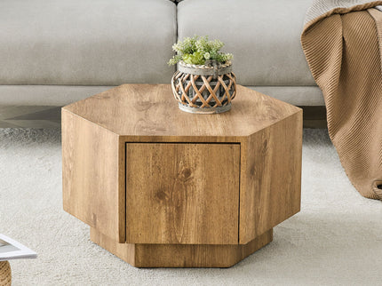 Hexagonal Coffee Table With Drawers - Wood