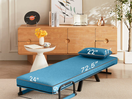 Convertible 5 In 1 Folding Chair Bed With Adjustable Backrest & Pillow
