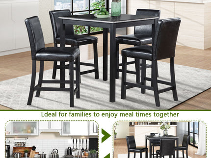5 Pieces Counter Height Table Set, Kitchen Table With Square Table And 4 Upholstered Chairs