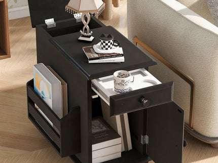 Vintage Flip Top Side Table With USB Ports