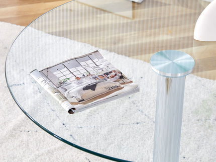 Modern Minimalist Round Dining Table With Glass Top