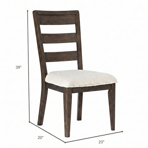 Upholstered Dining Chair With Ladder Back Design (Set of 2)