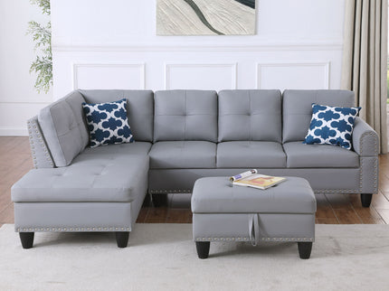 Irine - Sectional Sofa With Ottoman - Gray
