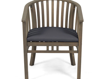 Outdoor Wooden Dining Chairs With Cushions (Set of 2)