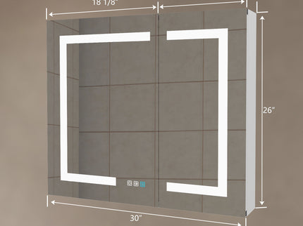 LED Lighted Bathroom Medicine Cabinet With Mirror, Recessed Or Surface LED Medicine Cabinet, Defog, Stepless Dimming, Color Temper Change, Storage Shelves