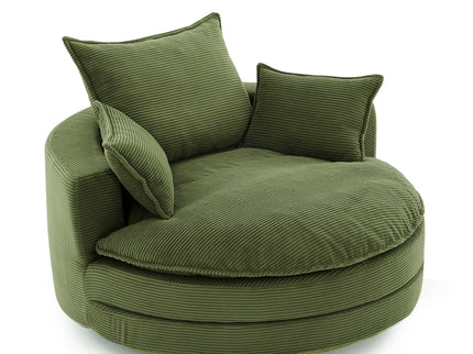 360° Swivel Accent Barrel Chair With Dual Layer Cushion And 3 Removable Pillows