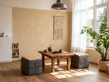 Modern Ottoman Foot Rest With Woven Design