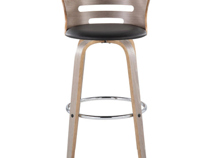 Cosini - Mid Century Modern Fixed Height, Barstool With Swivel With Round Footrest (Set of 2)