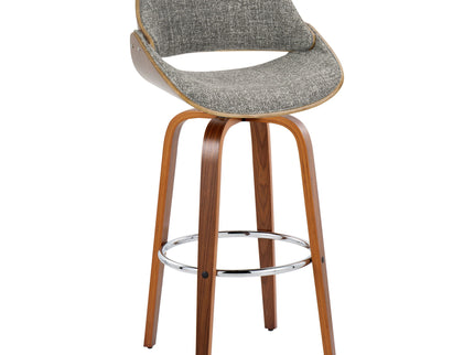 Fabrizzi - Mid Century Modern Fixed Height Barstool With Swivel With Round Footrest (Set of 2)