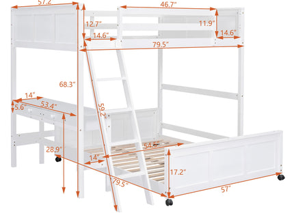 Full Over Full Bunk Bed With Desk