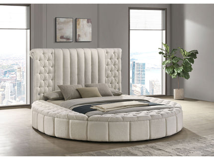 Santiago - Upholstered Round Storage Bed With Built In Charging Ports