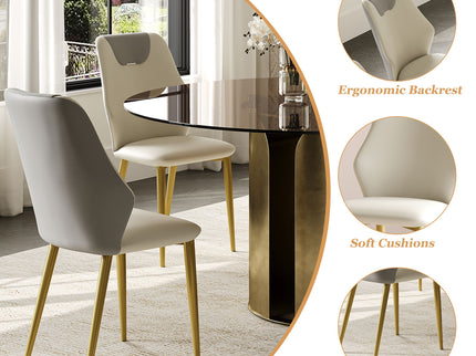 Modern Round Dining Table Set With Glass Top And Steel Legs