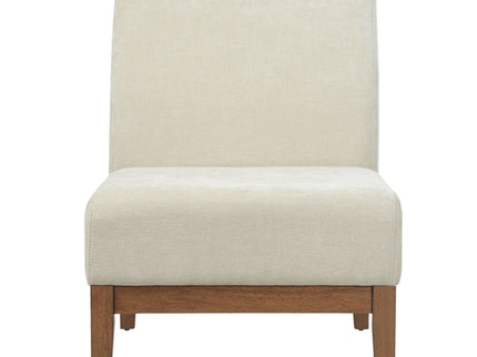 Upholstered Accent Chair - Beige / Walnut