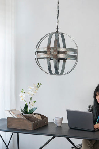 4 Light Galvanized Chandelier, Hanging Light Fixture With Adjustable Chain For Kitchen, Bulb Not Included - Gray