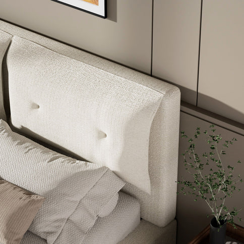 Airframe - Upholstered Bed Frame With Double Layered Upholstered Headboard