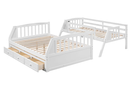 Bunk Bed With Drawers, Ladder And Storage Staircase