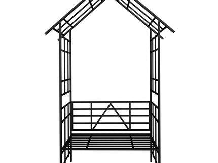 Garden Arch With Bench Turned Into Flower Stand Climbing Plants Support Outdoor - Black