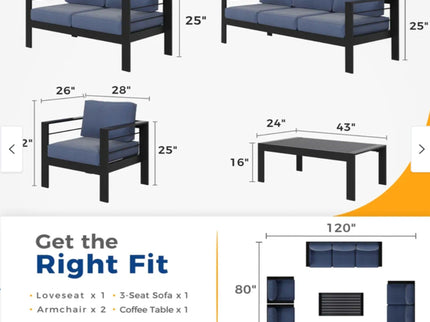Outdoor Patio Set, All-Weather, Thick Cushions