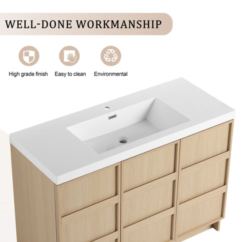 Freestanding Bathroom Vanity With Sink & 2 Soft Close Cabinet Doors