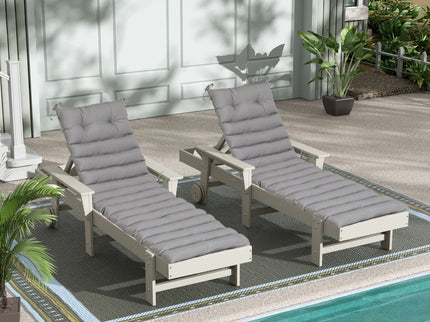 2 Piece Outdoor Chaise Lounge Chair Cushion Set