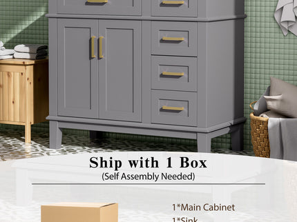 Modern Bathroom Vanity With Ceramic Sink, Soft Close Storage Cabinet