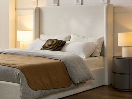 Carmen - Full Size Upholstered Wingback Bed - Ivory
