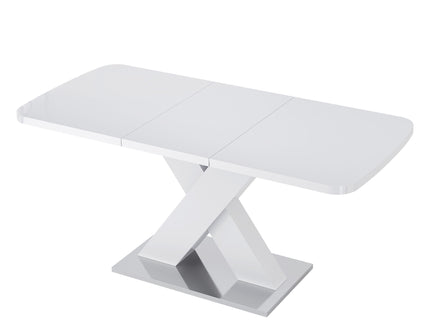 Rectangle Dining Table, Stretchable, X Shape Legs - White