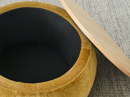 Round Storage Ottoman, 2 In 1 Function, End Table And Ottoman