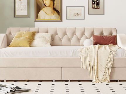Upholstered Daybed With Storage Armrests And USB Port