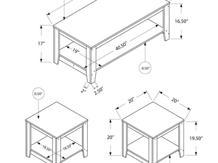 Table Set, Coffee, End, Side, Accent, Transitional (Set of 3)